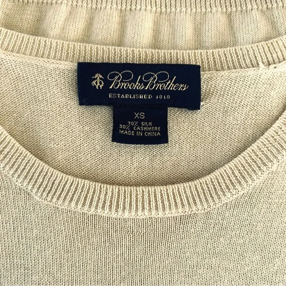 Brooks Brothers Silk Cashmere Twinset Cardigan Shell Set Yellow Argyle XS - Picture 8 of 8